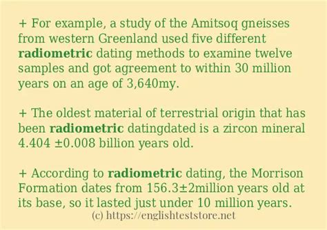 radiometric dating example sentences